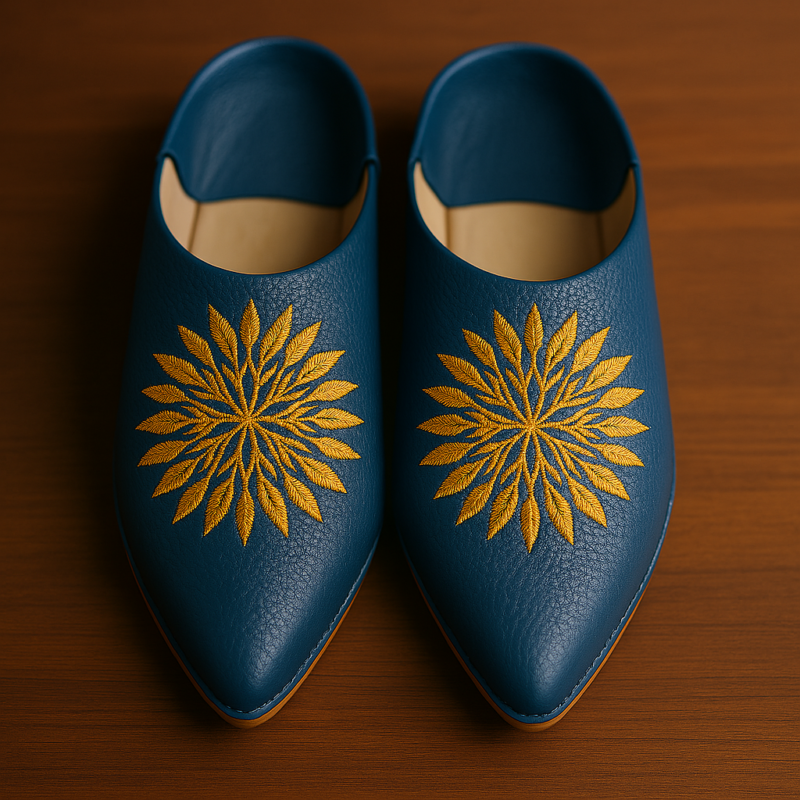 Elegant Handmade Moroccan Babouche - Natural Leather with Gold Embroidery 🌟" - Image 4