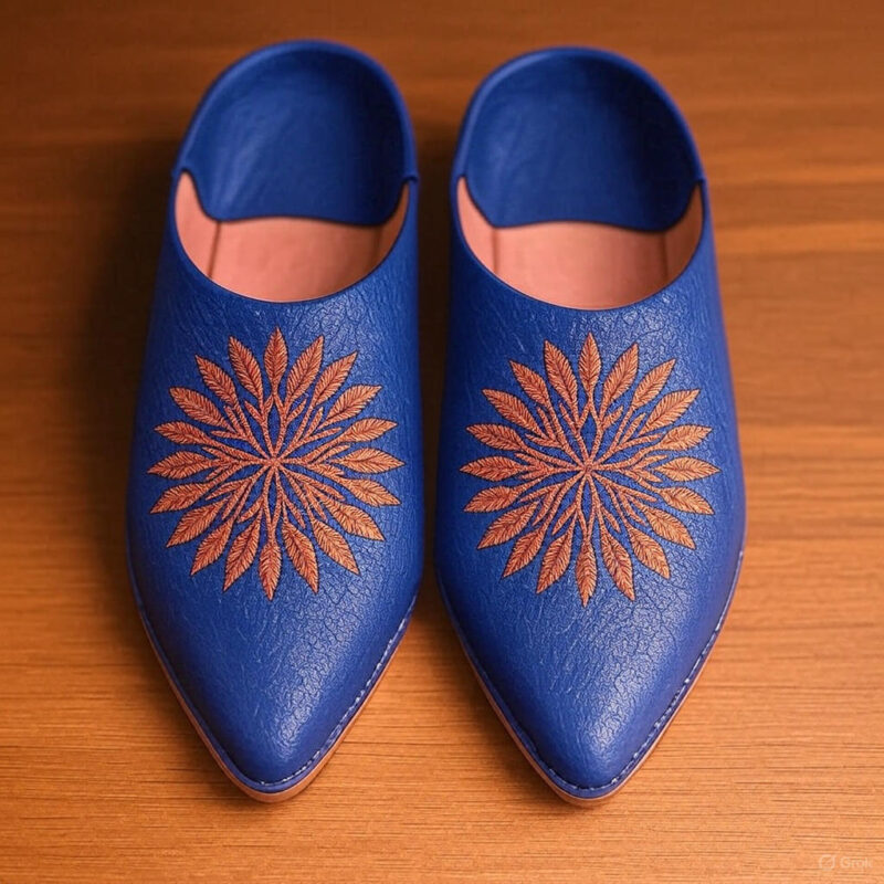 Elegant Handmade Moroccan Babouche - Natural Leather with Gold Embroidery 🌟" - Image 5