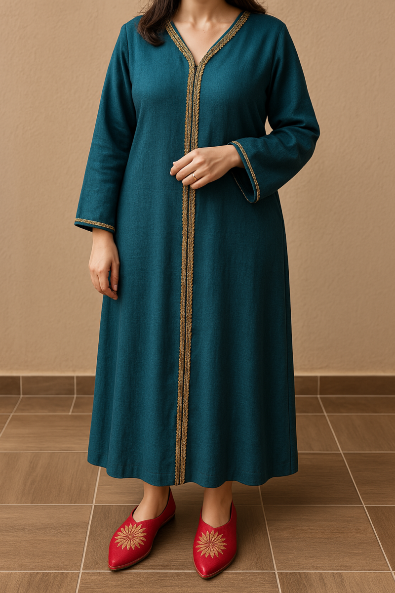 Elegant Handmade Moroccan Babouche - Natural Leather with Gold Embroidery 🌟" - Image 2