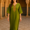 🌿 Moroccan Green Caftan – Elegant, Cultural & Comfortable