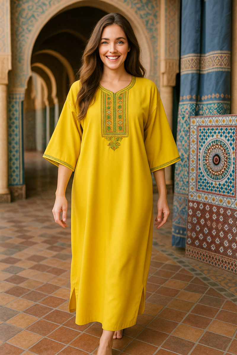 🌿 Moroccan Green Caftan – Elegant, Cultural & Comfortable - Image 2